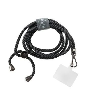 VOLTE-TEL NECK STRAP - ΛΟΥΡΑΚΙ ΛΑΙΜΟΥ ΓΙΑ ΘΗΚΕΣ ΜΑΥΡΟ - ΓΚΡΙ ΡΙΓΕΣ VT18