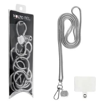 VOLTE-TEL NECK STRAP - ΑΛΥΣΙΔΑ ΛΑΙΜΟΥ 130cm ΓΙΑ ΘΗΚΕΣ SILVER VT417