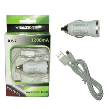 VOLTE-TEL LIGHTNING USB(ΦΟΡΤΙΣΗΣ-DATA VCD01+ΦΟΡΤΙΣΤΗΣ ΑΥΤΟΚΙΝΗΤΟΥ VCU09 1200mA 6W)WHITE iOS9