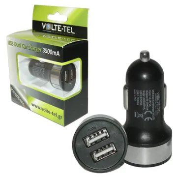 VOLTE-TEL USB-A DUAL ΦΟΡΤΙΣΤΗΣ ΑΥΤΟΚΙΝΗΤΟΥ VCU35 3500mA 17.5W BLACK
