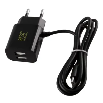 TRAVEL NSP TN228 DUAL USB-A ΜΕ ΕΝΣΩΜΑΤΩΜΕΝΟ ΚΑΛΩΔΙΟ USB-C 2.8A 14W BLACK OR
