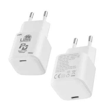 LIME USB-C GAN PD 3.0 SUPER FAST TRAVEL LTC78W 5V 4.0A /9V 4A/ 12V 4.0A/ 15V 4.0A/ 20V 3.9A 78W WHITE