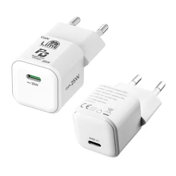 LIME USB-C MINI GAN PD 3.0 SUPER FAST TRAVEL LGC25W 5V 4.0A/ 9V 2.77A/ 12V 2.08A 25W WHITE