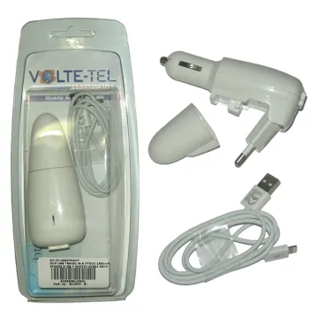 VOLTE-TEL LIGHTNING IPHONE 5 (USB DUO TRAVEL-ΦΟΡΤΙΣΤΗΣ ΑΥΤΟΚΙΝΗΤΟΥ VTDU2 1500mA 7.5W+VCD01 DATA) iOS 8 WHITE