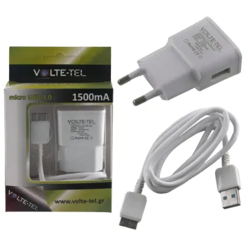 VOLTE-TEL Micro USB 3 NOTE 3(ΦΟΡΤΙΣΗΣ-DATA VCD01 USB 3.0+TRAVEL VTU15 1.5A 7.5W) WHITE