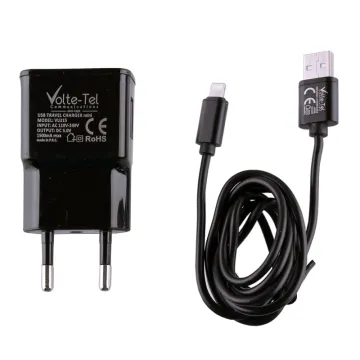 VOLTE-TEL LIGHTNING (ΦΟΡΤΙΣΗΣ-DATA VCD05+TRAVEL VLU15 1.5A 7.5W) BLACK