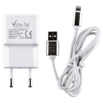 VOLTE-TEL LIGHTNING (ΦΟΡΤΙΣΗΣ-DATA VCD05+TRAVEL VLU25 2.5A 12.5W) WHITE