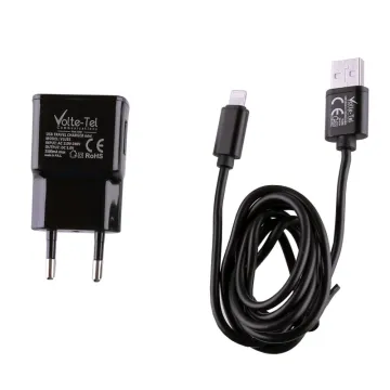 VOLTE-TEL LIGHTNING (ΦΟΡΤΙΣΗΣ-DATA VCD05+TRAVEL VLU25 2.5A 12.5W) BLACK