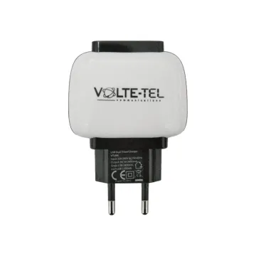 VOLTE-TEL USB DUAL TRAVEL CHARGER VTU64 2.4A 12W WHITE-BLACK
