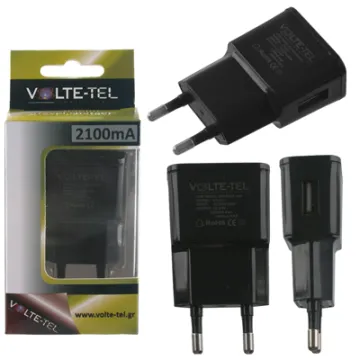 VOLTE-TEL USB TRAVEL CHARGER mini VTU21 2.1A 11W BLACK