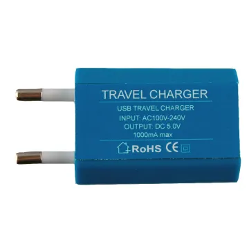USB-A TRAVEL CHARGER mini 1.0A 5W BLUE