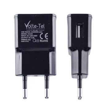 VOLTE-TEL USB TRAVEL CHARGER mini VLU25 2.5A 12.5W BLACK