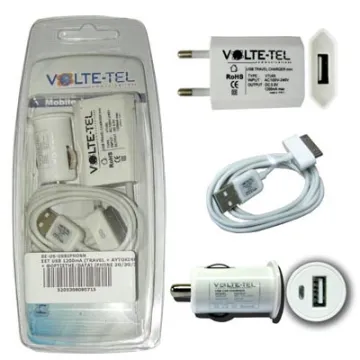 SET USB(TRAVEL+ΑΥΤ/ΟΥ+ΦΟΡΤΙΣΤΗΣ-DATA)IPHONE 3GS/4G 1200mA 6W WHITE