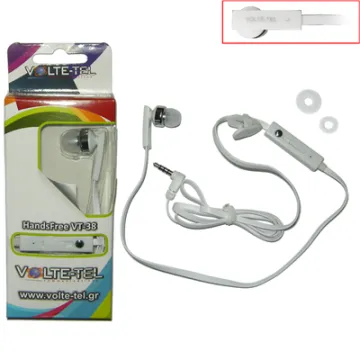 HANDS FREE NOKIA N81/5310/N96 FLAT WHITE VOLTE-TEL VT38 ON/OFF