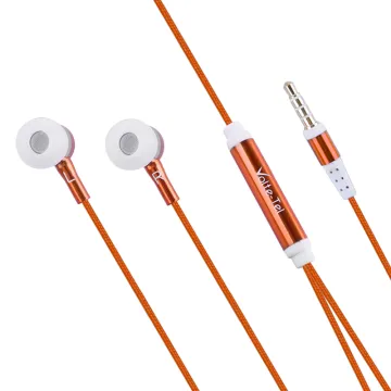 HANDS FREE UNIVERSAL 3.5mm 1.2m BRAIDED VT780 STEREO ON/OFF ORANGE VOLTE-TEL