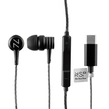 NSP HANDS FREE STEREO UNIVERSAL USB-C 1.2m RIPPLY HN28 WITH REMOTE AND MIC BLACK