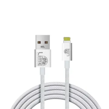 LIME LIGHTNING TO USB 3A ΦΟΡΤΙΣΗΣ-DATA DURABLE BRAIDED 1m LBUL01 WHITE