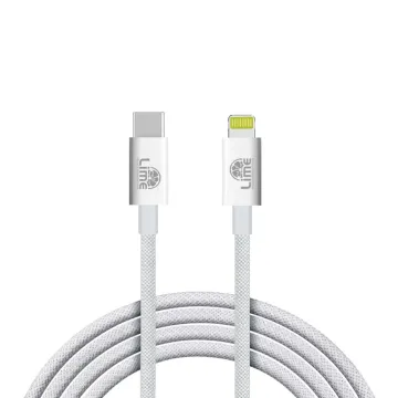 LIME LIGHTNING TO USB-C 3.4A ΦΟΡΤΙΣΗΣ-DATA DURABLE BRAIDED 1m LBCL01 30W WHITE
