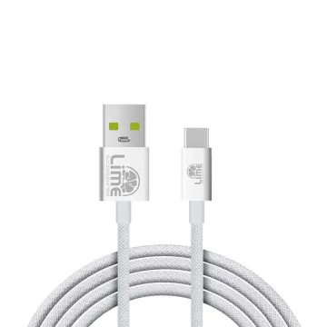 LIME USB-C TYPE C TO USB 6A ΦΟΡΤΙΣΗΣ-DATA DURABLE BRAIDED 1m LBUC01 120W WHITE
