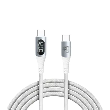 LIME USB-C TO USB-C 6A ΦΟΡΤΙΣΗΣ-DATA DURABLE BRAIDED WITH LED DISPLAY 1.2m LBLCC01 120W WHITE