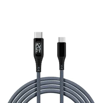 LIME USB-C TO USB-C 6A ΦΟΡΤΙΣΗΣ-DATA DURABLE BRAIDED WITH LED DISPLAY 1.2m LBLCC02 120W GREY