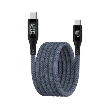 LIME USB-C TO USB-C 6A ΦΟΡΤΙΣΗΣ-DATA DURABLE MAGNETIC BRAIDED WITH LED DISPLAY 1.2m LBMLCC01 120W GREY