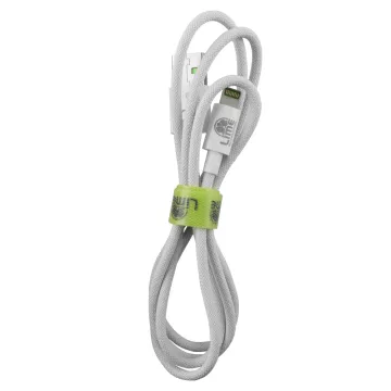 LIME LIGHTNING TO USB-A 3A ΦΟΡΤΙΣΗΣ-DATA DURABLE BRAIDED 1m LBUL01 WHITE BULK