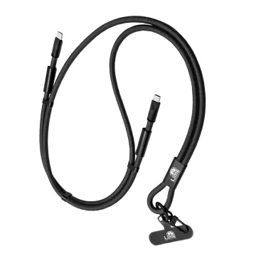 LIME 2 IN 1 FASHION NECK STRAP - USB-C TO USB-C 4A ΦΟΡΤΙΣΗΣ-DATA DURABLE BRAIDED 1.5m LSCC01 68W BLACK