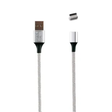 NSP USB-C ΦΟΡΤΙΣΗΣ-DATA MAGNETIC BRAIDED NSC01 3.5A QC 2.0 1m SILVER