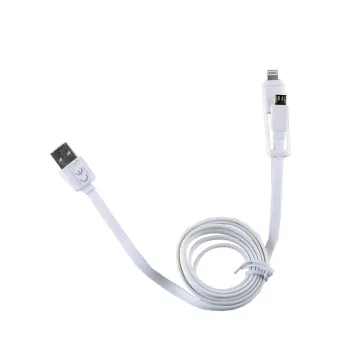 VOLTE-TEL USB 2in1 FLAT 2.1A ΦΟΡΤ-DATA 1m MICRO USB+LIGHTNING WHITE