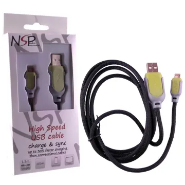 NSP MICRO USB-A FAST CARBON USB-A 2.1A ΦΟΡΤΙΣΤΗΣ-DATA GOLD CONT 1.5m