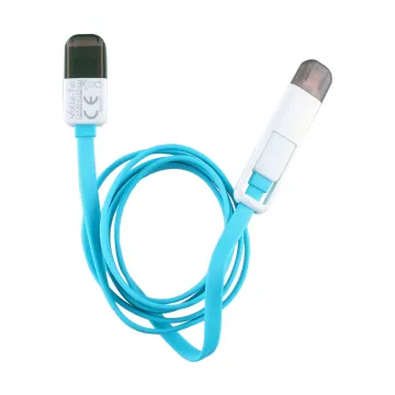 VOLTE-TEL USB 2in1 FLAT 2.1A ΦΟΡΤ-DATA 1m MICRO USB+LIGHTNING BLUE