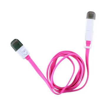 VOLTE-TEL USB 2in1 FLAT 2.1A ΦΟΡΤ-DATA 1m MICRO USB+LIGHTNING PINK