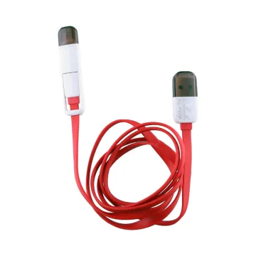 VOLTE-TEL USB 2in1 FLAT 2.1A ΦΟΡΤ-DATA 1m MICRO USB+LIGHTNING RED