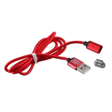 VOLTE-TEL LIGHTNING USB ΦΟΡΤΙΣΗΣ-DATA MAGNETIC BRAIDED VCD08 2.4A 1m RED