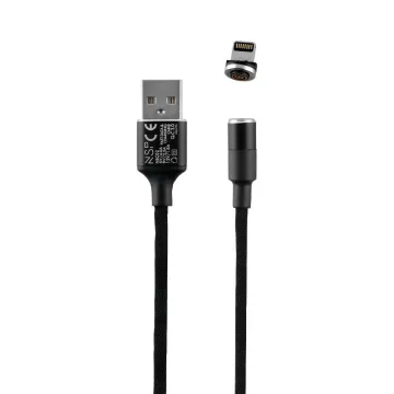 NSP LIGHTNING USB-A ΦΟΡΤΙΣΗΣ-DATA MAGNETIC BRAIDED NSC02 4.0A QC 3.0 1.2m BLACK