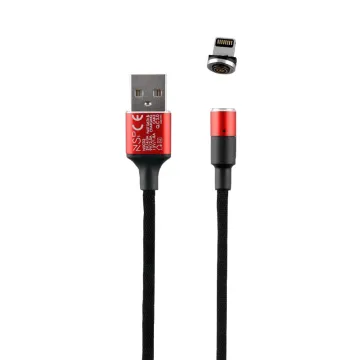 NSP LIGHTNING USB-A ΦΟΡΤΙΣΗΣ-DATA MAGNETIC BRAIDED NSC02 4.0A QC 3.0 1.2m RED
