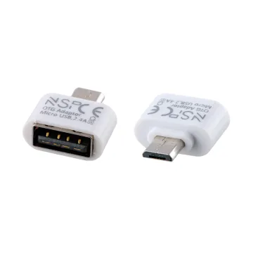NSP ΜΕΤΑΤΡΟΠΕΑΣ USB-A 2.0 OTG 2.4A FEMALE ΣΕ MICRO USB MALE WHITE