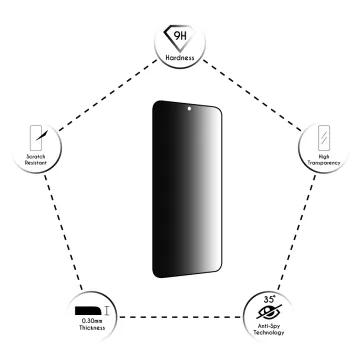 IDOL 1991 PRIVACY ANTISPY TEMPERED GLASS SAMSUNG S22 PLUS 5G 6.6in 9H 0.25mm SEMI CURVED FULL GLUE BLACK