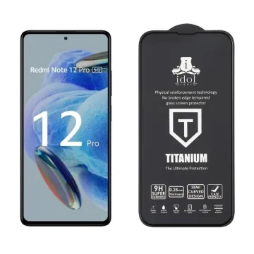 IDOL 1991 TITANIUM TEMPERED GLASS XIAOMI REDMI NOTE 12 PRO 5G 6.67in 9H 0.25mm SEMI CURVED FULL GLUE BLACK