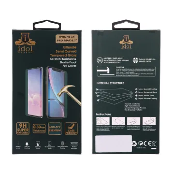 IDOL 1991 PRIVACY ANTISPY TEMPERED GLASS IPHONE 14 PRO MAX 6.7in 9H 0.25mm SEMI CURVED FULL GLUE BLACK