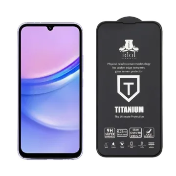 IDOL 1991 TITANIUM TEMPERED GLASS SAMSUNG A15 4G A155/A15 5G A156 6.5in 9H 0.25mm SEMI CURVED FULL GLUE BLACK