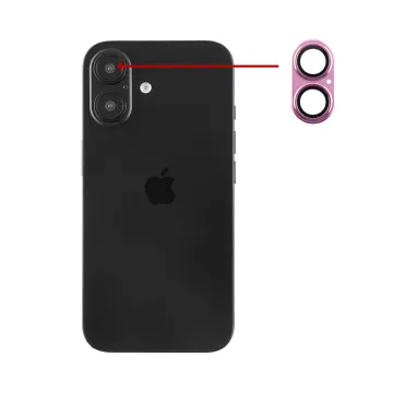 VOLTE-TEL CAMERA GLASS COVER IPHONE 16 6.1in/IPHONE 16 PLUS 6.7in 9H 0.30MM 3D AR ALUMINIUM-ELECTROPLATING FRAME PINK