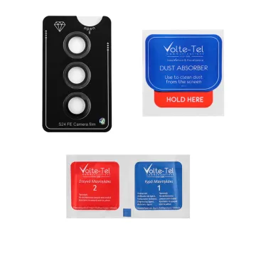VOLTE-TEL CAMERA GLASS COVER SAMSUNG S24 FE 5G S721 6.7in 9H 0.30MM EASY APPLICATION BLACK
