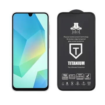 IDOL 1991 TITANIUM TEMPERED GLASS SAMSUNG A16 4G A165/A16 5G A166 6.7in 9H 0.25mm SEMI CURVED FULL GLUE BLACK