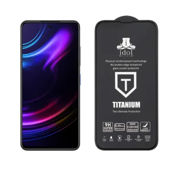 IDOL 1991 TITANIUM TEMPERED GLASS NOVA 5G PRO 6.6in 9H 0.25mm SEMI CURVED FULL GLUE BLACK