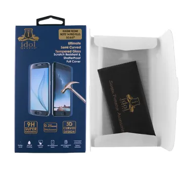 IDOL 1991 GLAMOUR TEMPERED GLASS XIAOMI REDMI NOTE 14 PRO PLUS 5G 6.67in 9H 0.30mm FULL COVER 3D EDGE GLUE FINGER UNLOCK BLACK
