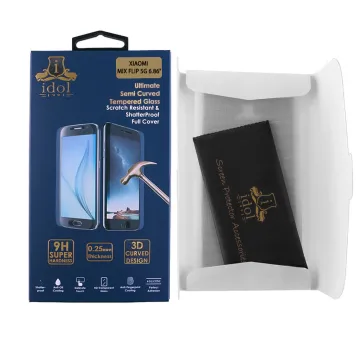IDOL 1991 GLAMOUR TEMPERED GLASS XIAOMI MIX FLIP 5G 6.86in 9H 0.30mm FULL COVER 3D FULL GLUE FINGER UNLOCK BLACK+SQUEEZY CARD