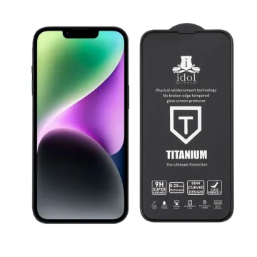 IDOL 1991 TITANIUM TEMPERED GLASS IPHONE 16E/ IPHONE 17E 6.1in 9H 0.25mm SEMI CURVED FULL GLUE BLACK