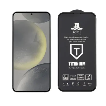 IDOL 1991 TITANIUM TEMPERED GLASS SAMSUNG S25 5G 6.2in 9H 0.20mm SEMI CURVED FINGER UNLOCK FULL GLUE ULTRA THIN BLACK